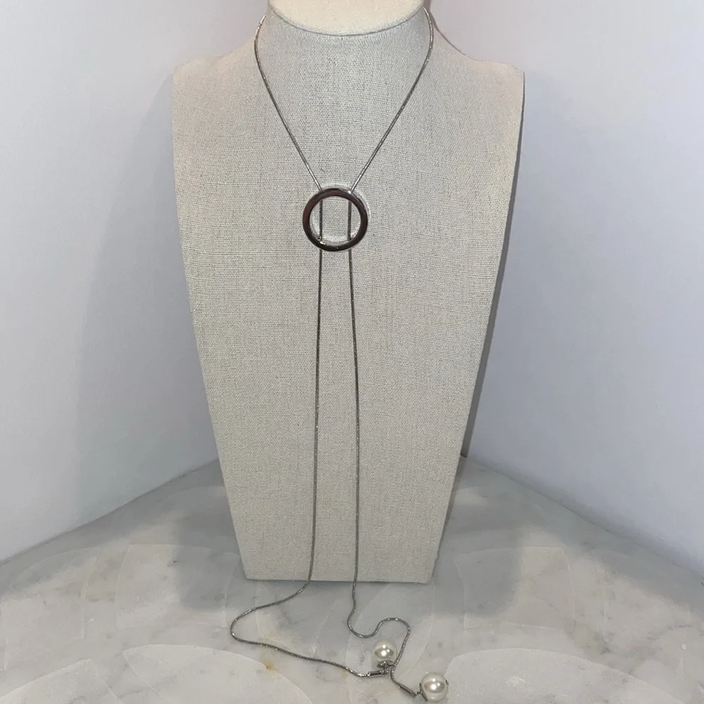 Alfani modern adjustable silver and pearl necklace - Picture 5 of 5